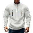 thumbnail image 1 of Men's Half Zip Multi Pockets Sweatshirts Athletic Casual Long Sleeve Sweater Pullover Fall Oversized Tops (S, White), 1 of 3