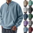 thumbnail image 1 of Men's Half Zip Pullover Hoodie, Casual Sports Sweatshirt, Loose Fit Unisex Fleece Top for Streetwear, Christmas, Fall Winter, Gym and Weekend Comfort Wear,Dark Green,L, 1 of 5