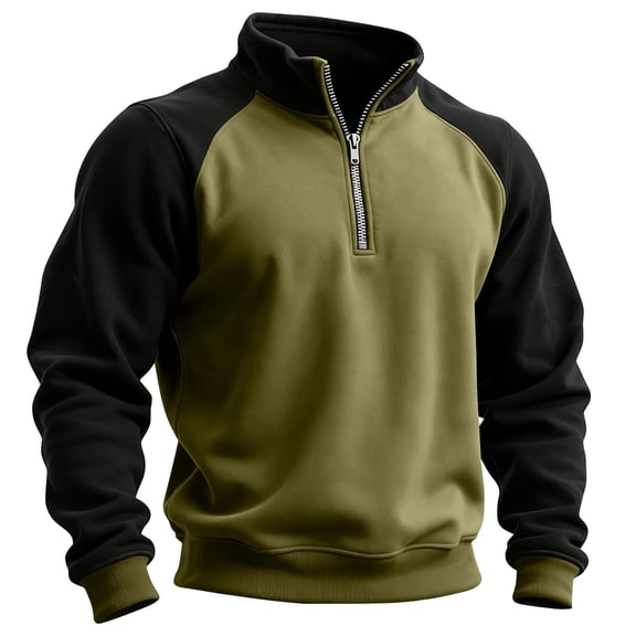 Men's Half Zip Pullover Lightweight Mock Neck Sweatshirt Fashion Long Sleeve Sweater Fall Clothes Army Green M