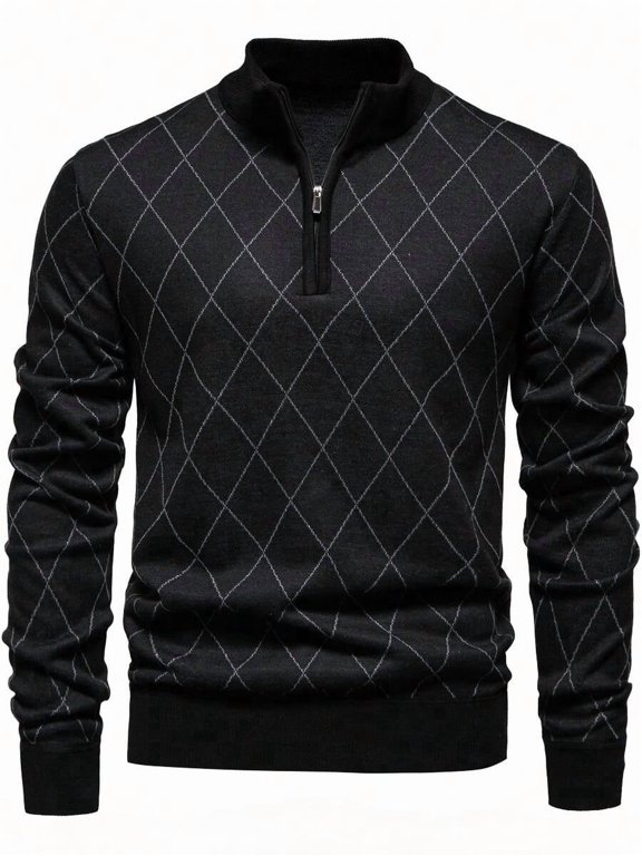 Men's Half-Zip Pullover Long Sleeve Stand Collar Business Casual Daily Wear Vacation Travel Workwear Top
