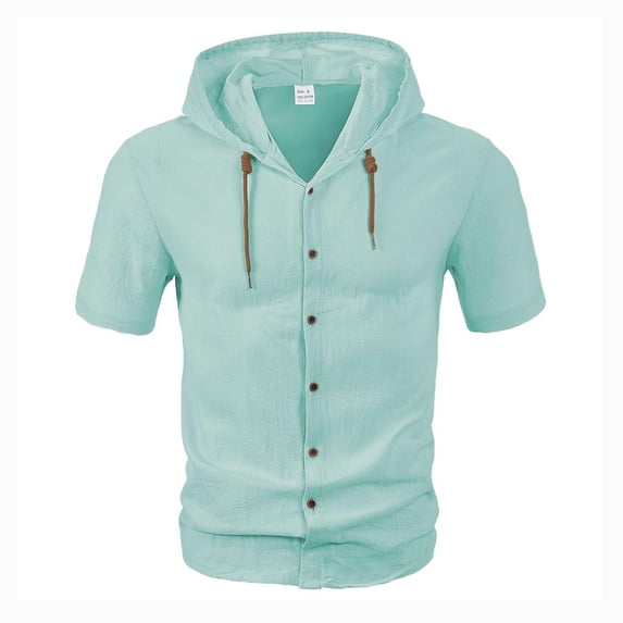 Men's Half Zip Pullover, Short Sleeve Lightweight Hooded Sweatshirt, Casual Summer Top