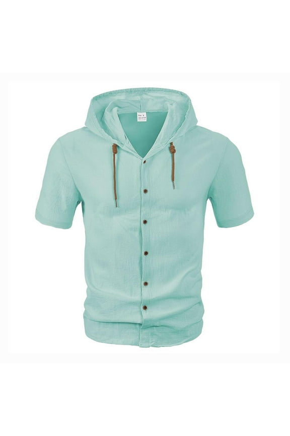 Men's Half Zip Pullover, Short Sleeve Lightweight Hooded Sweatshirt, Casual Summer Top