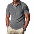 thumbnail image 1 of Men's Half Zip Shirt, Soft Cotton Blend Short Sleeve Top, Turn Down Collar Pullover for Casual Wear and Layering, 1 of 9