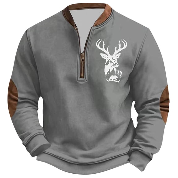 Men's Half Zip Sweatshirts Fleece Vintage Aztec Graphic Long Sleeve Patchwork Sweaters Fall Winter Thermal Comfy Warm Loose Tops