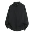 thumbnail image 1 of Men's Half Zip Sweatshirts Stand Collar Long Sleeve Solid Color Pullover Casual Stylish Sports Tops With Pockets (L, Black), 1 of 3
