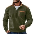 thumbnail image 1 of Men's Half Zip Up Sweaters Pullover Mock Neck Color Block Sweatshirts Casual Baggy Long Sleeve Pocket Tops Outdoor (M, Green), 1 of 3
