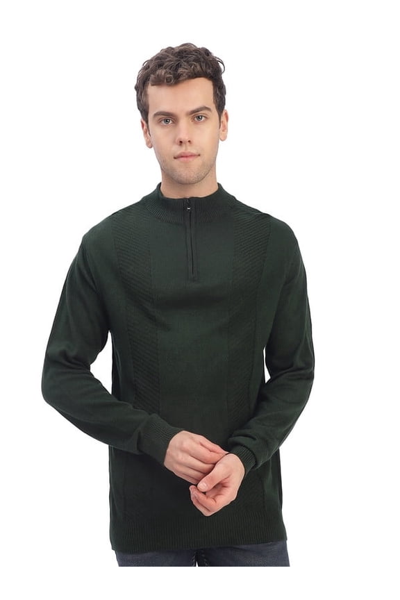 Casual Men’s Half Zipper Sweater – Green | M