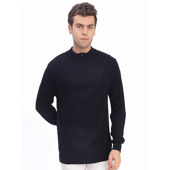 Cavardi Casual Men’s Half Zipper Sweater – Navy | XXL