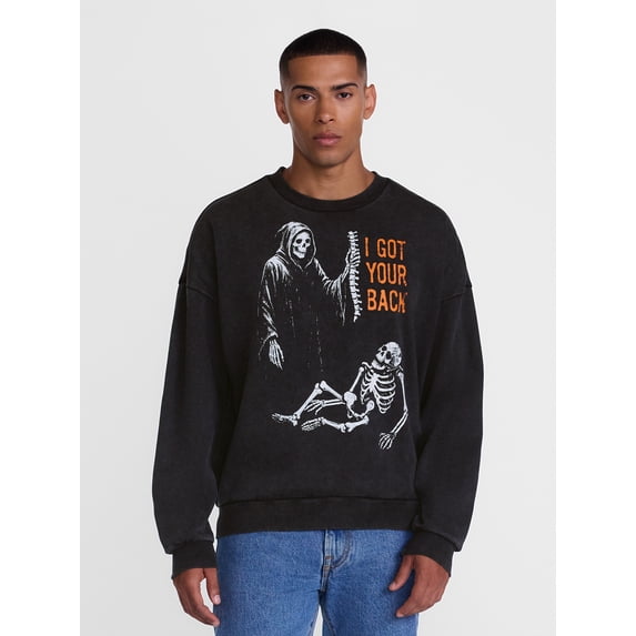 Men's Halloween Back Breaker Graphic Long Sleeve Sweatshirt from Way to Celebrate, Sizes XS-5XB