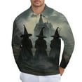 thumbnail image 1 of Men's Halloween Casual Long Sleeve Shirts Half Button Casual Pullover Trendy Fall Tops, 1 of 6