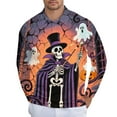 thumbnail image 1 of Men's Halloween Casual Long Sleeve Shirts Half Button Casual Pullover Trendy Fall Tops, 1 of 6