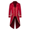 thumbnail image 1 of Men's Christmas Halloween Cosplay Medieval Soft Satin Fabric Mid-Length Retro Tailcoat Blazer Jacket for Stage Role Play Outfits, 1 of 6