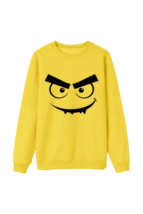 Men's Halloween Face Print Hoodless Sweatshirt For Stylish Comfortable Casual Wear Pullover Shirts Lightweigt Sweat Shirt Pullover Sweater