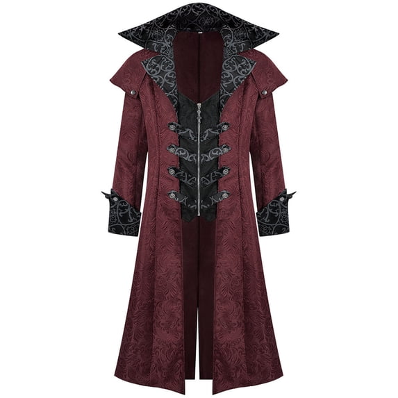 Men's Halloween Fancy Costume, Medieval Renaissance Costume Gothic Nobleman Outfit with Vintage Pattern, Cosplay Costume for Halloween Party, Renaissance Faire and Role Play
