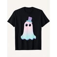 thumbnail image 1 of Men's Halloween Ghost Graphic Tee, Crew neck Comfort T-Shirt, Costume Party Tops，Round neck，Cute，cotton，black，S-5XL, 1 of 1