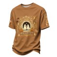 thumbnail image 1 of Men's Halloween Graphic T-Shirt, Short Sleeve Crew Neck Spooky Ghost Pumpkin Print, Lightweight Breathable Casual Tee for Party 15-Brown L, 1 of 4
