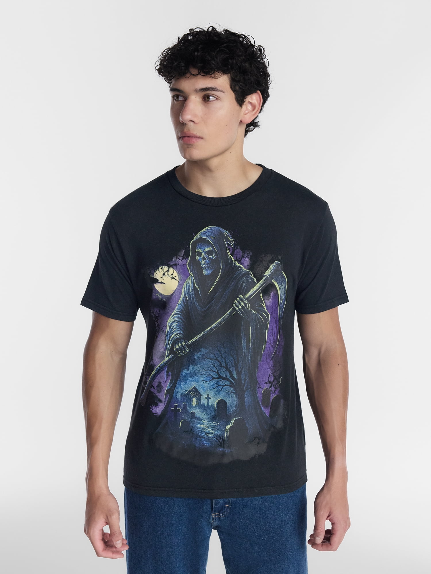 Halloween Men's Grim Reaper Graphic Tee from Way to Celebrate, Sizes XS-4XLT