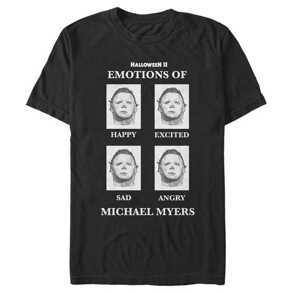 Men's Halloween II Emotions of Michel Myers Graphic Tee Black 2X Large