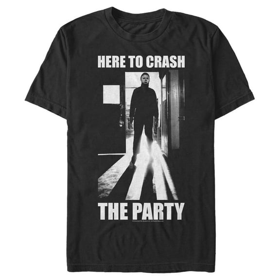 Men's Halloween II Michael Myers Crash the Party  Graphic Tee Black Small