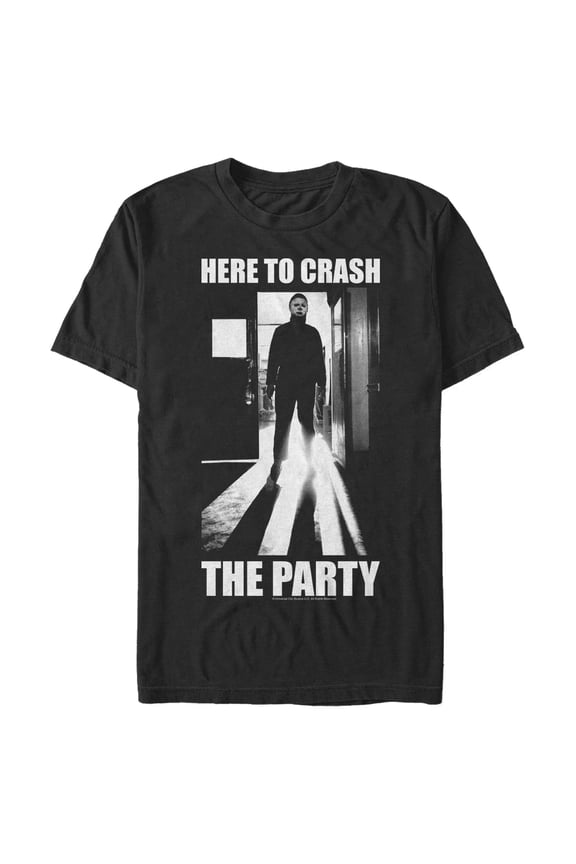 Men's Halloween II Michael Myers Crash the Party Graphic Tee Black Small