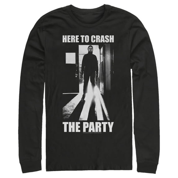 Men's Halloween II Michael Myers Crash the Party Long Sleeve Shirt Black Large