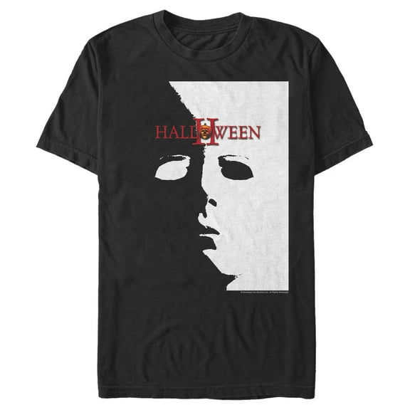 Men's Halloween II Michael Myers Mask Poster  Graphic Tee Black Small