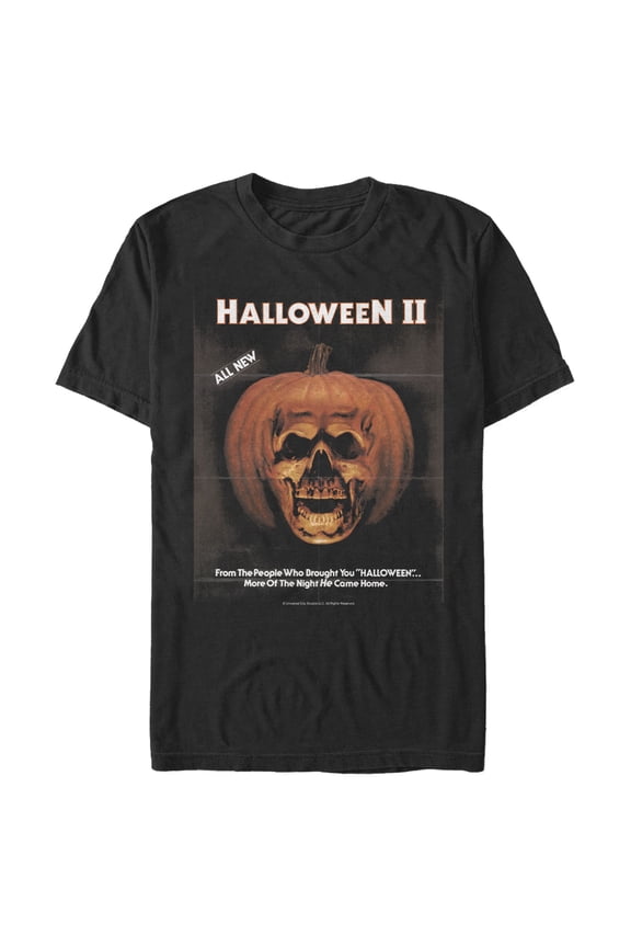 Men's Halloween II Skeleton Movie Vintage Poster Graphic Tee Black 2X Large