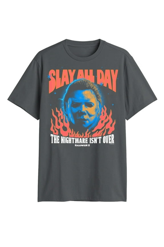 Men's Halloween II Slay All Day Gray Graphic T-Shirt - Small