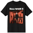 thumbnail image 1 of Halloween II Logo Michael Myers on reddish hospital background on Black Short Sleeve Adult T-Shirt-4XL, 1 of 4