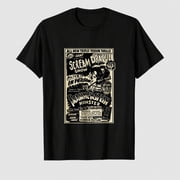 Mens Halloween Monster Poster Graphic T-Shirt, Vintage 100% Cotton Short Sleeve Shirt
