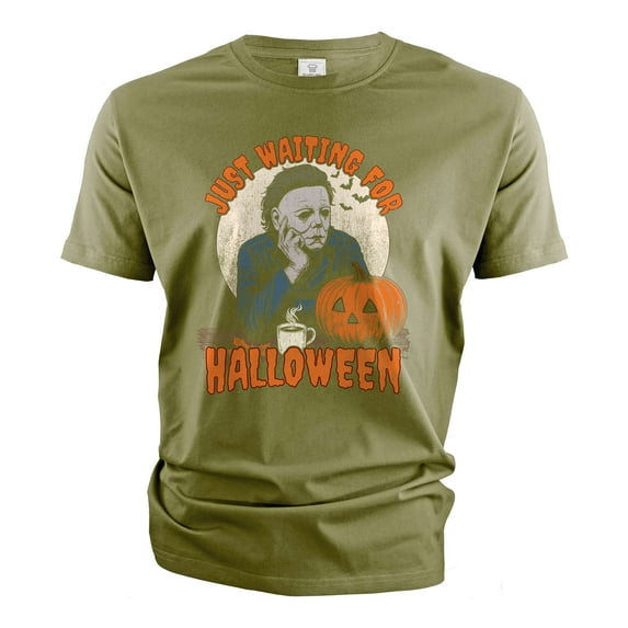 Men's Halloween Mood T-shirt Halloween Serial Killer Shirts Pop Culture T-Shirt Halloween Costume (4X-Large Military Green)