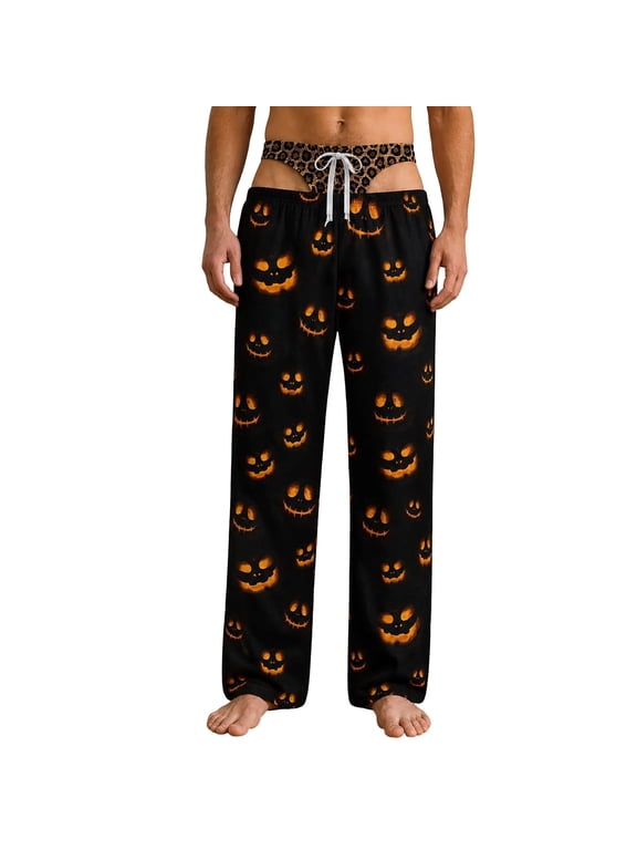 Men's Halloween Pajama Pants - Funny 3D Printed Novelty Trousers With Optical Illusion Design, Adult Gag Gift For White Elephant And Holiday Party