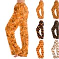 thumbnail image 1 of Men's Halloween Pajama Pants, Gradient Bat Print Drawstring Joggers with Pockets, Tapered Cuffed Soft Holiday Sleep Pants for Men Earthy Yellow B S, 1 of 7