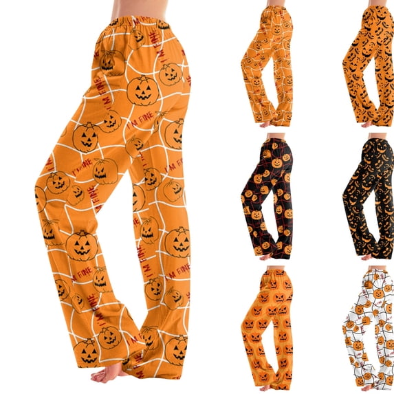 Men's Halloween Pajama Pants, Gradient Bat Print Drawstring Joggers with Pockets, Tapered Cuffed Soft Holiday Sleep Pants for Men Earthy Yellow B S