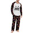 thumbnail image 1 of Men's Halloween Pajama Set Long Sleeve Raglan Crewneck Soft Cotton Loungewear with Print Top & Full Length Pants for Home Black M, 1 of 6