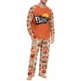 thumbnail image 1 of Men's Halloween Pajama Set Long Sleeve Raglan Soft Cotton Loungewear with Letter Print Top & Full Length Pants for Home Night Orange XL, 1 of 6