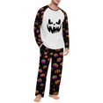 thumbnail image 1 of Men's Halloween Pajama Set Long Sleeve Raglan Soft Cotton Loungewear with Print Top & Full Length Pants for Home Night Black 3XL, 1 of 6