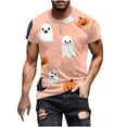 thumbnail image 1 of Men's Halloween Printed Round Neck Short Sleeved Blouses Oversize Basic Slim Fit T-shirt, 1 of 4