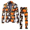 thumbnail image 1 of Men's Halloween Printed Suit Set Formal Jacket with Matching Trousers and Top for Party Outfit, 1 of 6