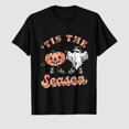 thumbnail image 1 of Men's Halloween Pumpkin Ghost Graphic T-Shirt, Tis The Season 100% Cotton Short Sleeve Shirt, 1 of 6