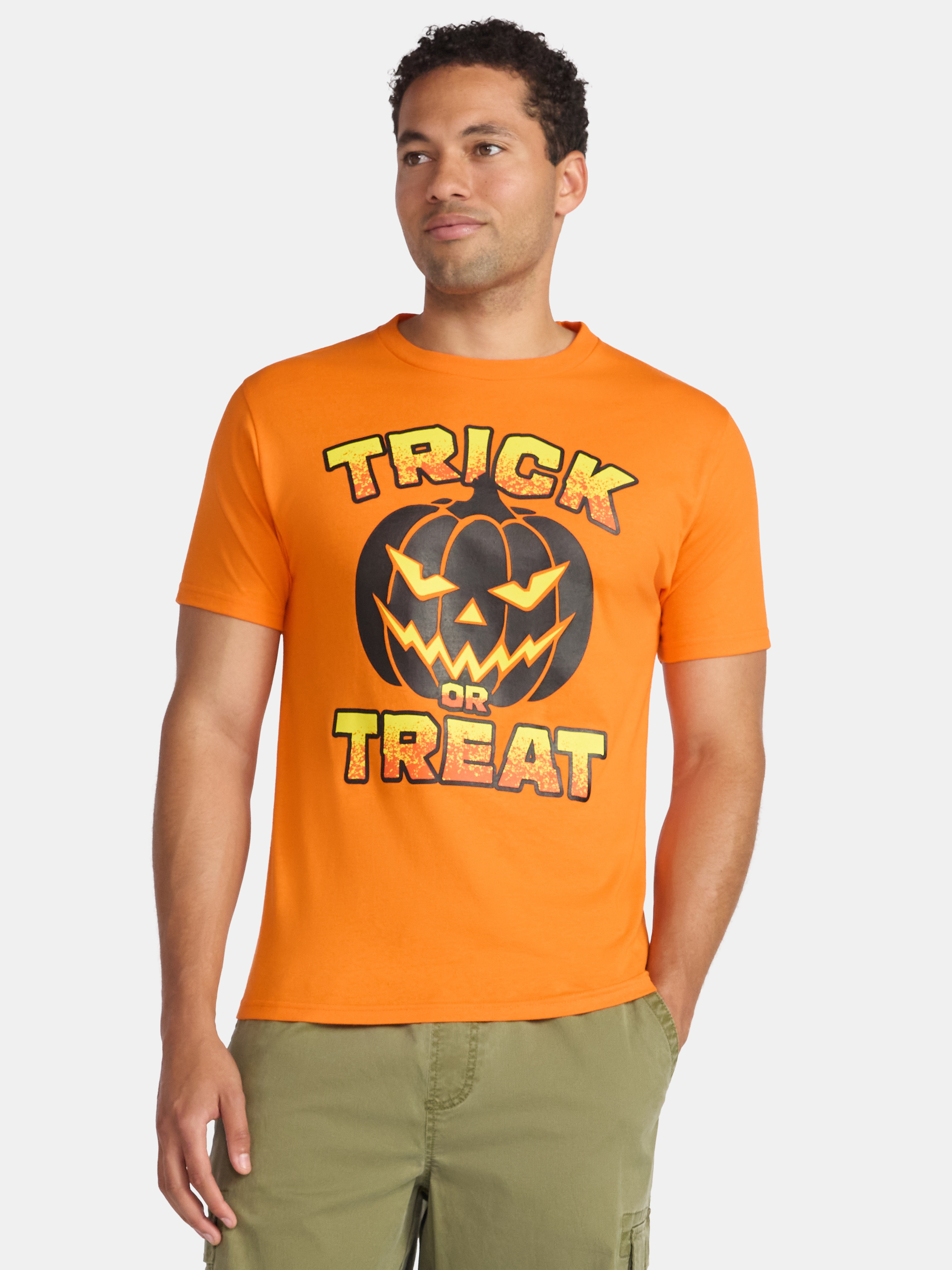 Halloween Men's Pumpkin Trick or Treat Graphic Tee from Way to Celebrate, Sizes XS-3XL