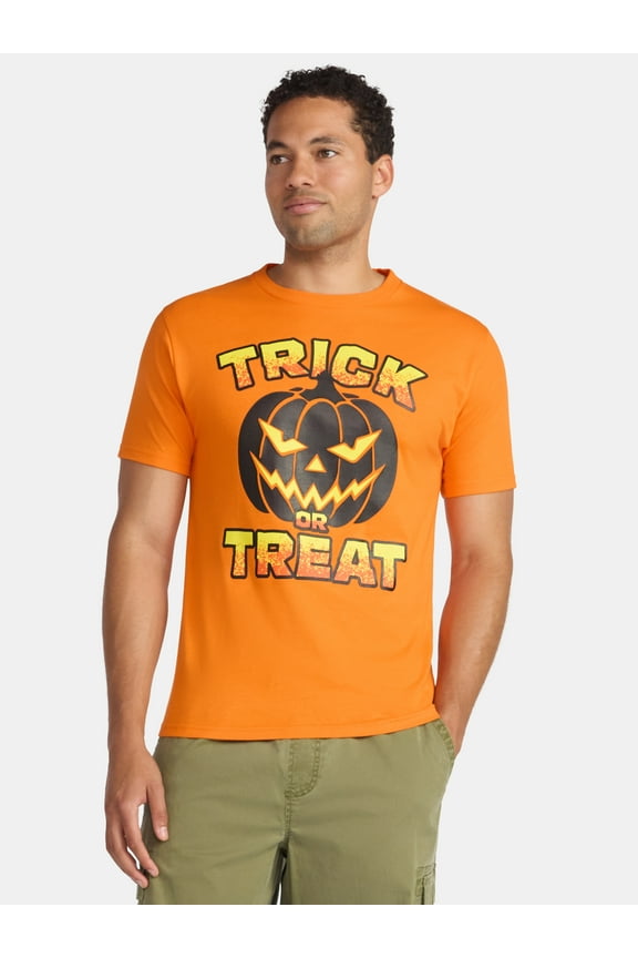 Halloween Men's Pumpkin Trick or Treat Graphic Tee from Way to Celebrate, Sizes XS-3XL