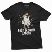Men's Halloween Shirt Boot Scootin Spooky Shirt Funny Halloween Tee Cowboy Ghost Shirt