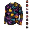 thumbnail image 1 of Men's Halloween Shirts Candy Ghost Loose Fit Long Sleeve Scary Costumes Skeleton Graphic Print Crew Neck Horror Spooky Shirt M, 1 of 5