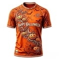 thumbnail image 1 of Men's Halloween Shirts Pumpkin Spooky Ghost Print Short Sleeve Tops Lightweight Crewneck Muscle T-Shirt Fall Halloween Costumes,Dark Gray,3XL, 1 of 3
