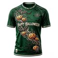 thumbnail image 1 of Men's Halloween Shirts Pumpkin Spooky Ghost Print Short Sleeve Tops Lightweight Crewneck Muscle T-Shirt Fall Halloween Costumes,Dark Green,2XL, 1 of 3