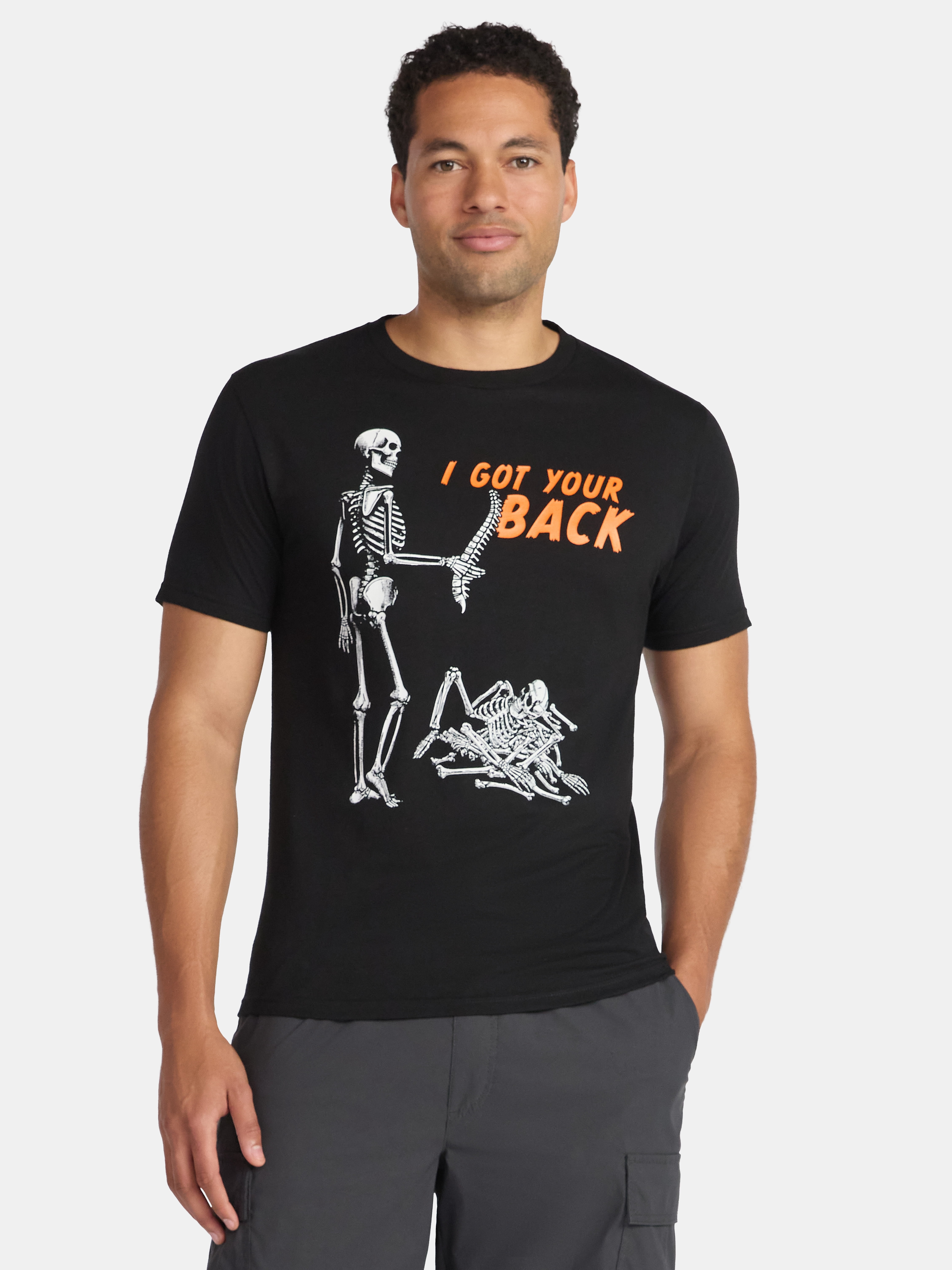 Halloween Men's Skeleton Back Breaker Graphic Tee from Way to Celebrate, Sizes XS-3XL