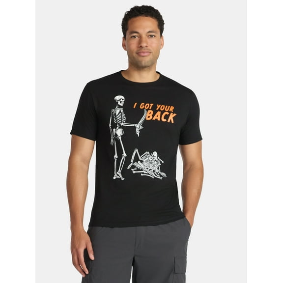 Halloween Men's Skeleton Back Breaker Graphic Tee from Way to Celebrate, Sizes XS-3XL