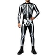 thumbnail image 1 of Men's Halloween Skeleton Bodysuit, 3D Bone Print Clothes, Long Sleeve Jumpsuit, S-4XL, 1 of 5