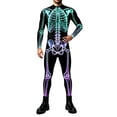 thumbnail image 1 of Men's Halloween Skeleton Bodysuit, 3D Bone Print Clothes, Long Sleeve Jumpsuit, S-4XL, 1 of 5